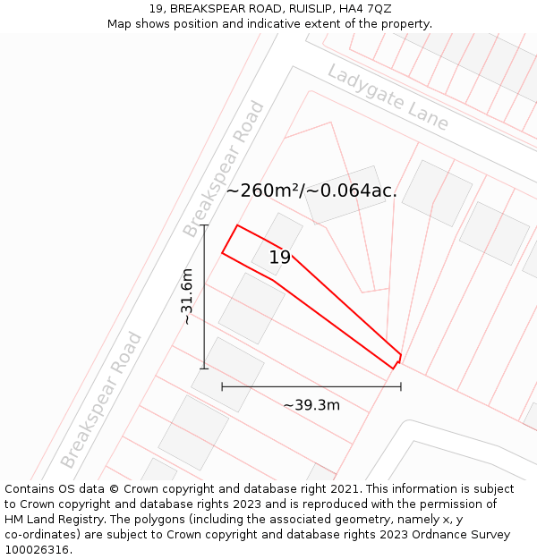 19, BREAKSPEAR ROAD, RUISLIP, HA4 7QZ: Plot and title map