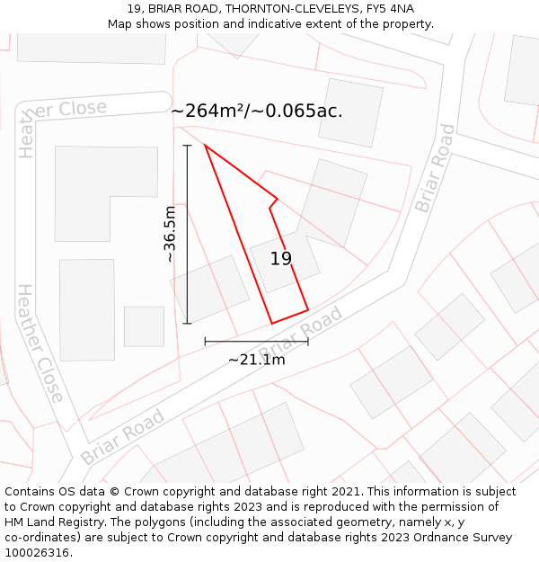 19, BRIAR ROAD, THORNTON-CLEVELEYS, FY5 4NA: Plot and title map