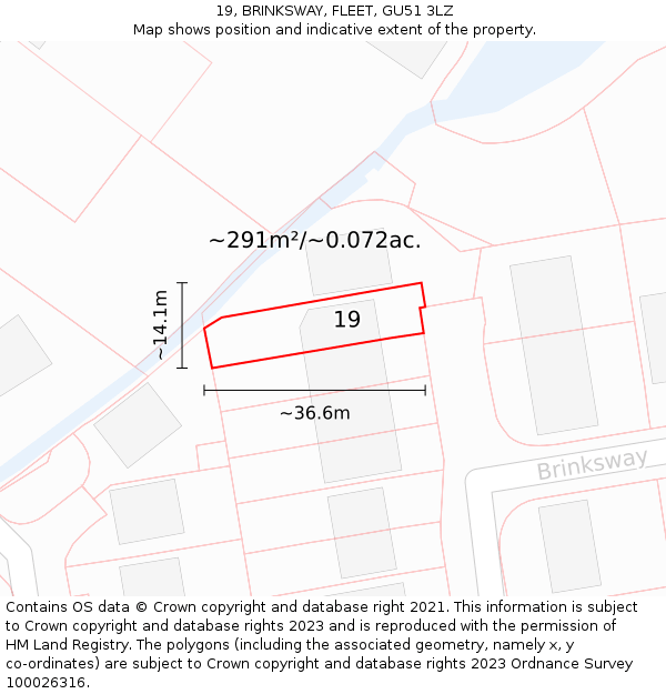 19, BRINKSWAY, FLEET, GU51 3LZ: Plot and title map