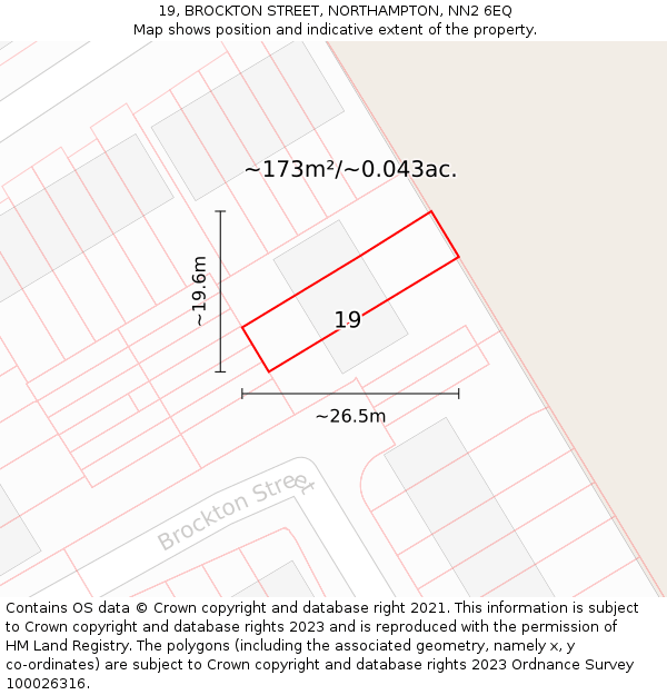 19, BROCKTON STREET, NORTHAMPTON, NN2 6EQ: Plot and title map