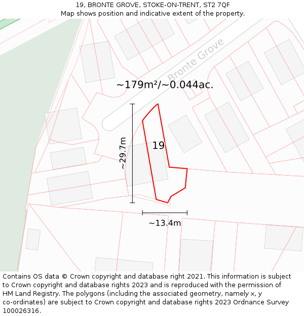 19, BRONTE GROVE, STOKE-ON-TRENT, ST2 7QF: Plot and title map