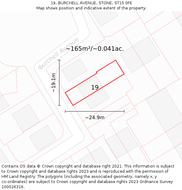 19, BURCHELL AVENUE, STONE, ST15 0FE: Plot and title map