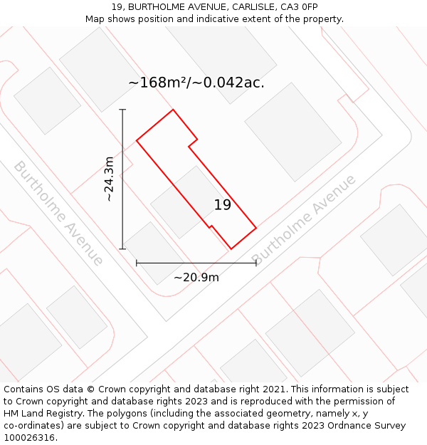 19, BURTHOLME AVENUE, CARLISLE, CA3 0FP: Plot and title map