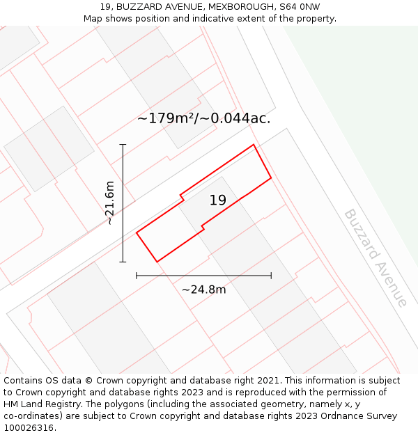 19, BUZZARD AVENUE, MEXBOROUGH, S64 0NW: Plot and title map