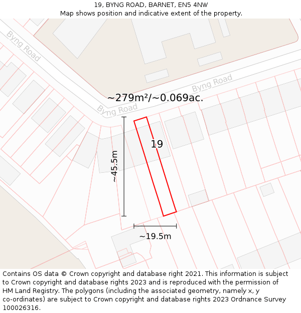 19, BYNG ROAD, BARNET, EN5 4NW: Plot and title map
