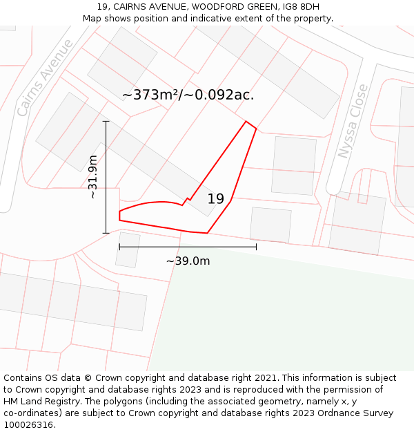 19, CAIRNS AVENUE, WOODFORD GREEN, IG8 8DH: Plot and title map
