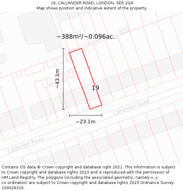 19, CALLANDER ROAD, LONDON, SE6 2QA: Plot and title map