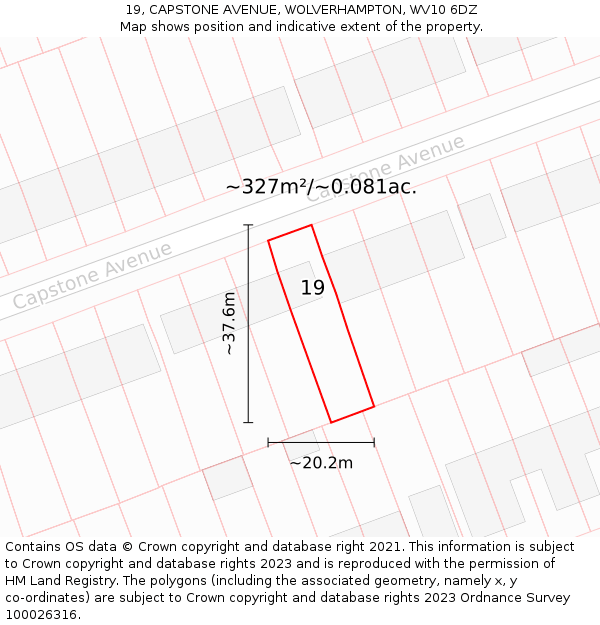 19, CAPSTONE AVENUE, WOLVERHAMPTON, WV10 6DZ: Plot and title map