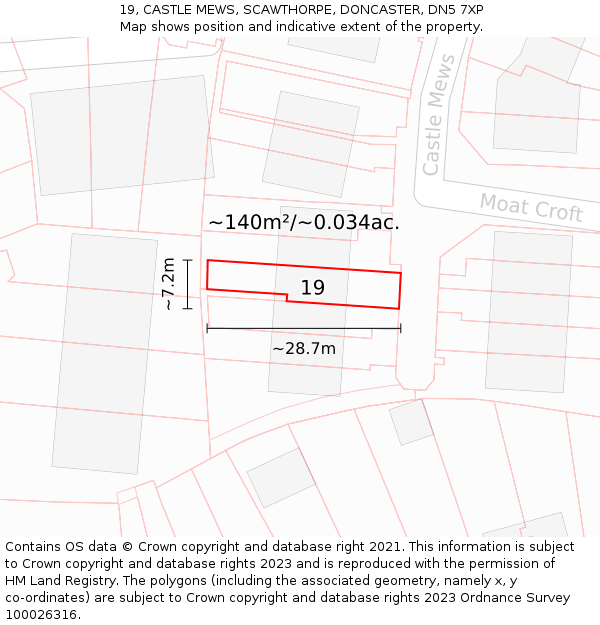 19, CASTLE MEWS, SCAWTHORPE, DONCASTER, DN5 7XP: Plot and title map