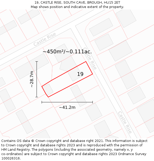 19, CASTLE RISE, SOUTH CAVE, BROUGH, HU15 2ET: Plot and title map