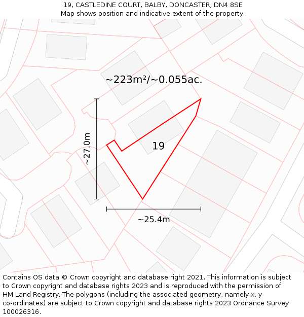 19, CASTLEDINE COURT, BALBY, DONCASTER, DN4 8SE: Plot and title map
