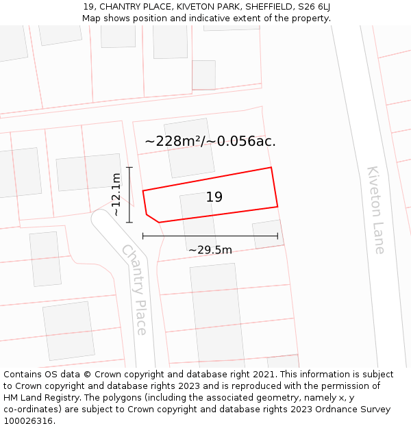 19, CHANTRY PLACE, KIVETON PARK, SHEFFIELD, S26 6LJ: Plot and title map