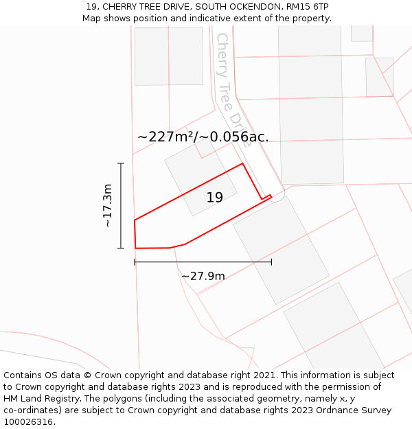 19, CHERRY TREE DRIVE, SOUTH OCKENDON, RM15 6TP: Plot and title map