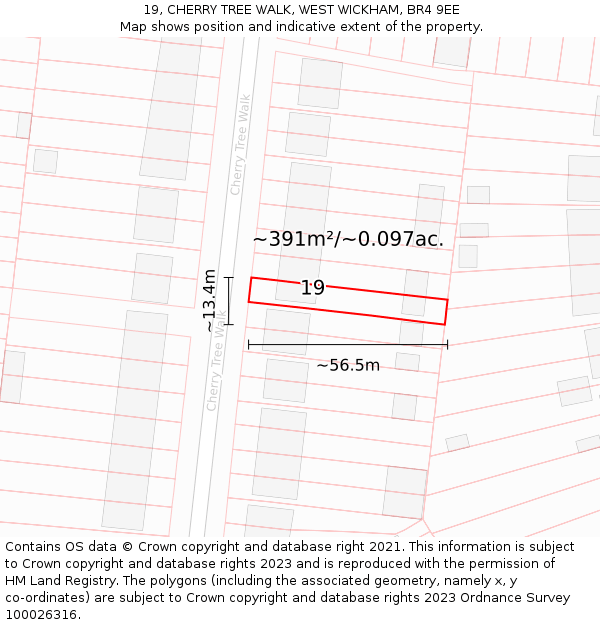 19, CHERRY TREE WALK, WEST WICKHAM, BR4 9EE: Plot and title map