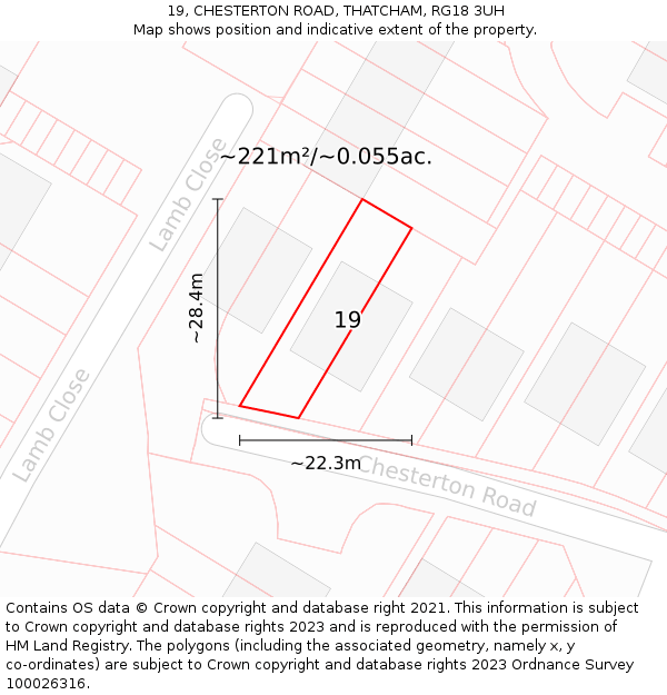 19, CHESTERTON ROAD, THATCHAM, RG18 3UH: Plot and title map