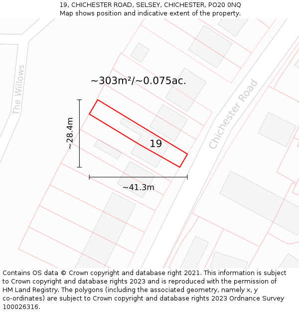 19, CHICHESTER ROAD, SELSEY, CHICHESTER, PO20 0NQ: Plot and title map