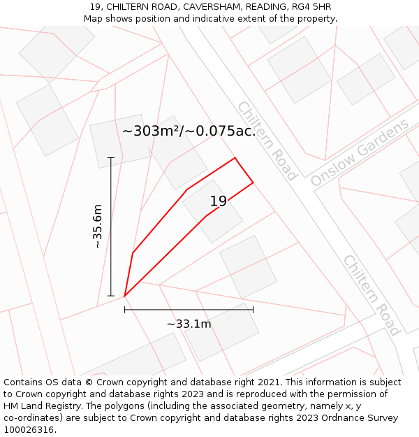 19, CHILTERN ROAD, CAVERSHAM, READING, RG4 5HR: Plot and title map