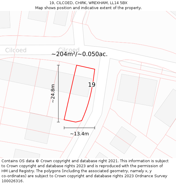19, CILCOED, CHIRK, WREXHAM, LL14 5BX: Plot and title map