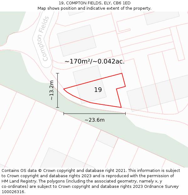 19, COMPTON FIELDS, ELY, CB6 1ED: Plot and title map