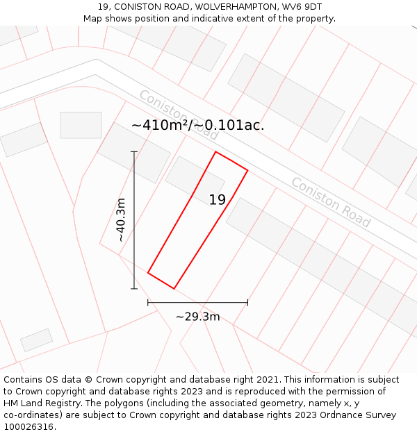 19, CONISTON ROAD, WOLVERHAMPTON, WV6 9DT: Plot and title map