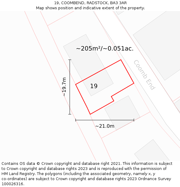 19, COOMBEND, RADSTOCK, BA3 3AR: Plot and title map