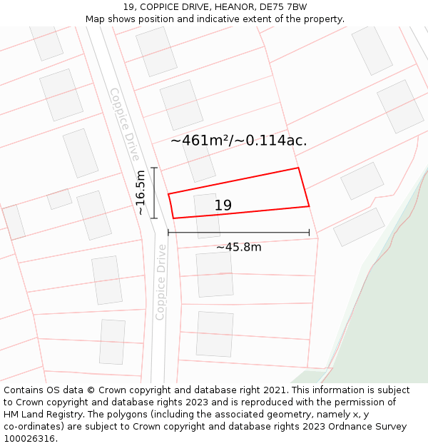 19, COPPICE DRIVE, HEANOR, DE75 7BW: Plot and title map