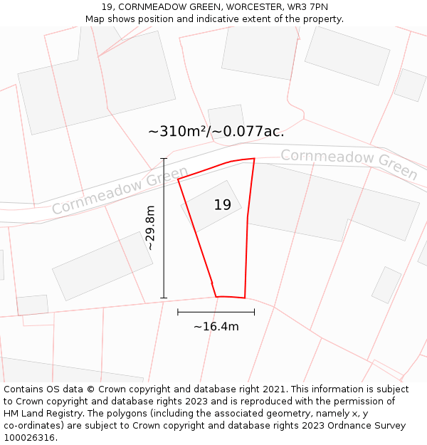 19, CORNMEADOW GREEN, WORCESTER, WR3 7PN: Plot and title map