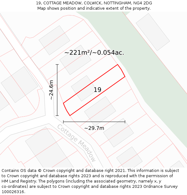 19, COTTAGE MEADOW, COLWICK, NOTTINGHAM, NG4 2DG: Plot and title map