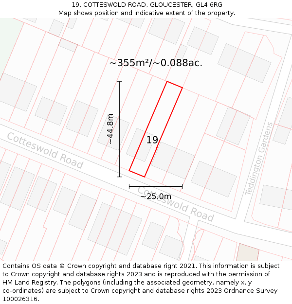 19, COTTESWOLD ROAD, GLOUCESTER, GL4 6RG: Plot and title map