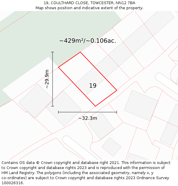 19, COULTHARD CLOSE, TOWCESTER, NN12 7BA: Plot and title map