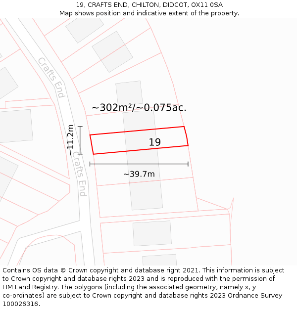 19, CRAFTS END, CHILTON, DIDCOT, OX11 0SA: Plot and title map