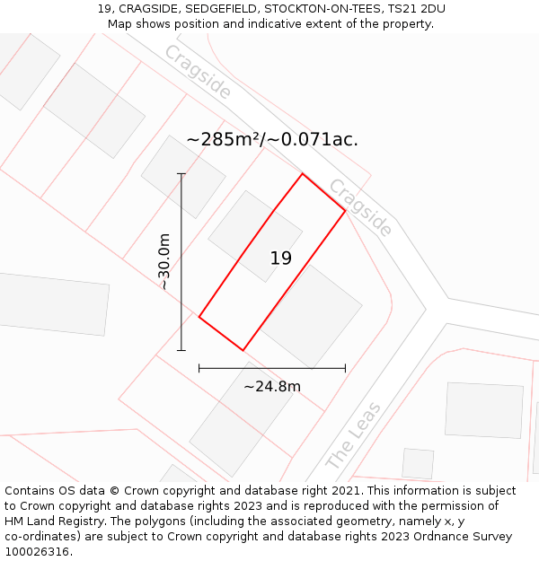 19, CRAGSIDE, SEDGEFIELD, STOCKTON-ON-TEES, TS21 2DU: Plot and title map