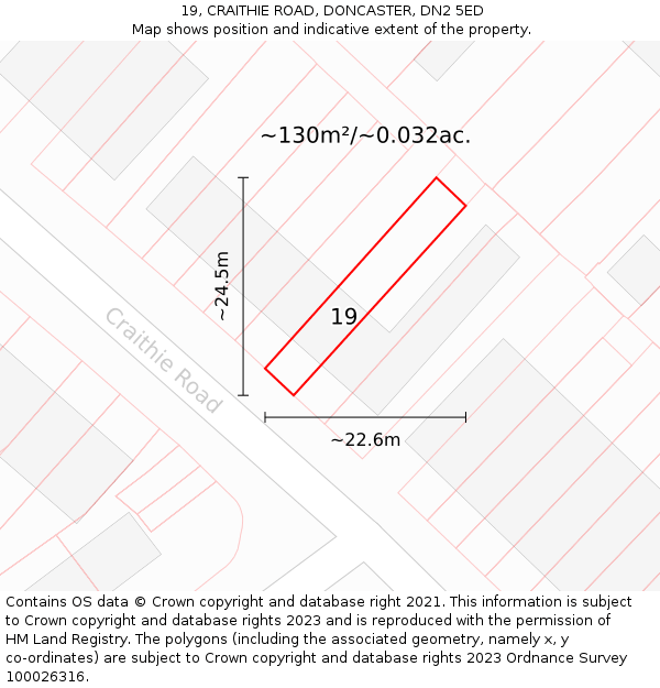 19, CRAITHIE ROAD, DONCASTER, DN2 5ED: Plot and title map