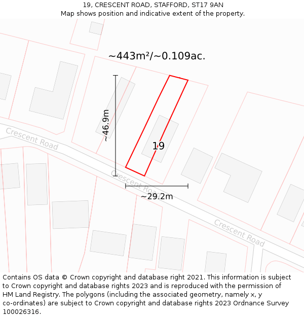 19, CRESCENT ROAD, STAFFORD, ST17 9AN: Plot and title map