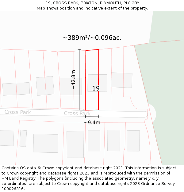 19, CROSS PARK, BRIXTON, PLYMOUTH, PL8 2BY: Plot and title map