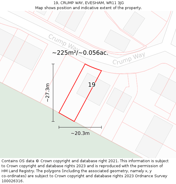 19, CRUMP WAY, EVESHAM, WR11 3JG: Plot and title map