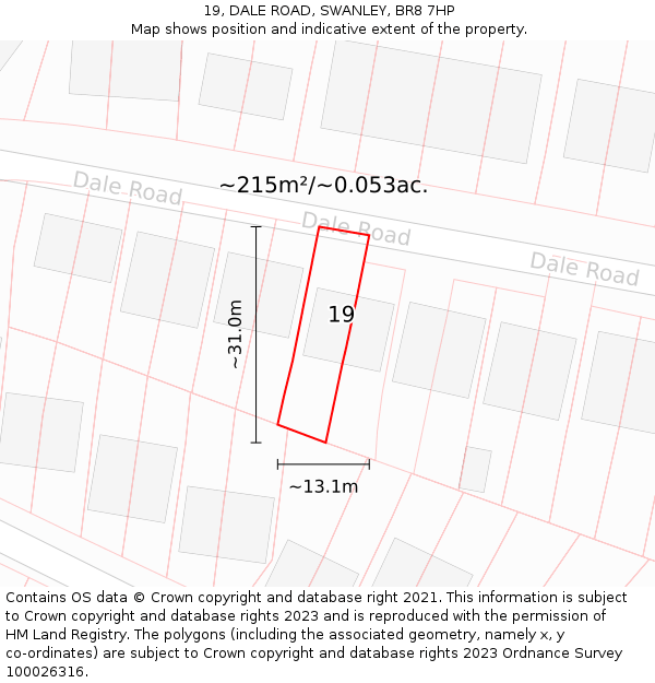 19, DALE ROAD, SWANLEY, BR8 7HP: Plot and title map