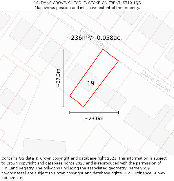19, DANE GROVE, CHEADLE, STOKE-ON-TRENT, ST10 1QS: Plot and title map