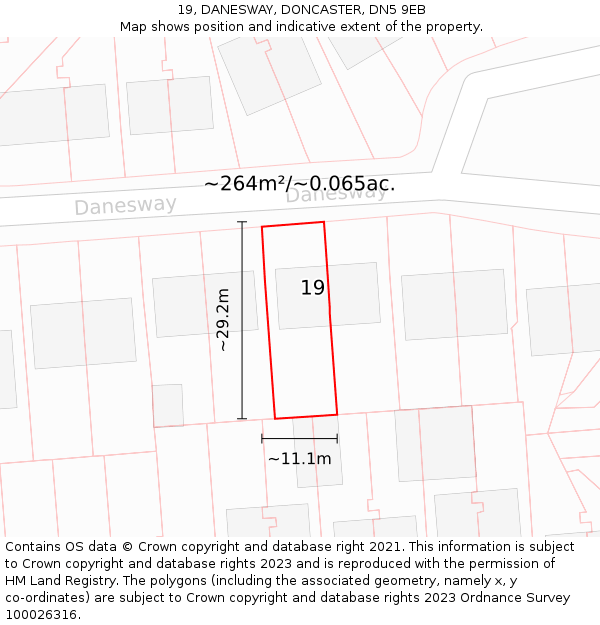 19, DANESWAY, DONCASTER, DN5 9EB: Plot and title map