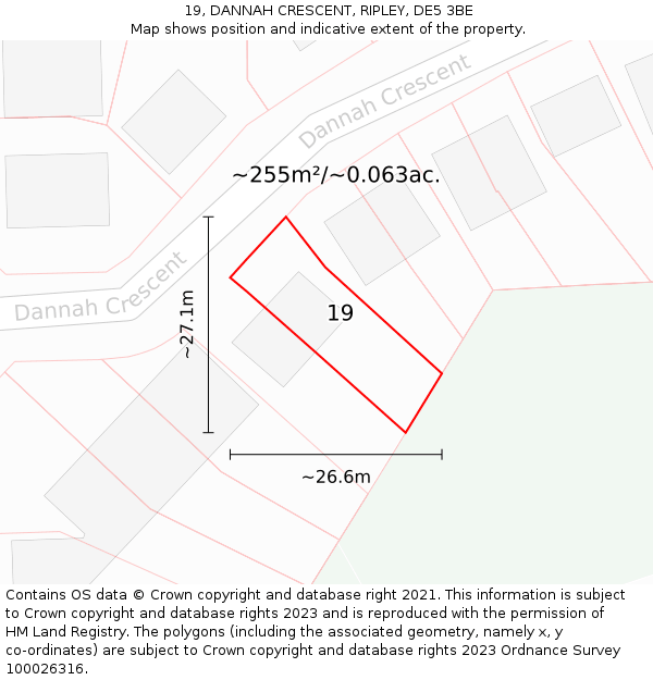 19, DANNAH CRESCENT, RIPLEY, DE5 3BE: Plot and title map