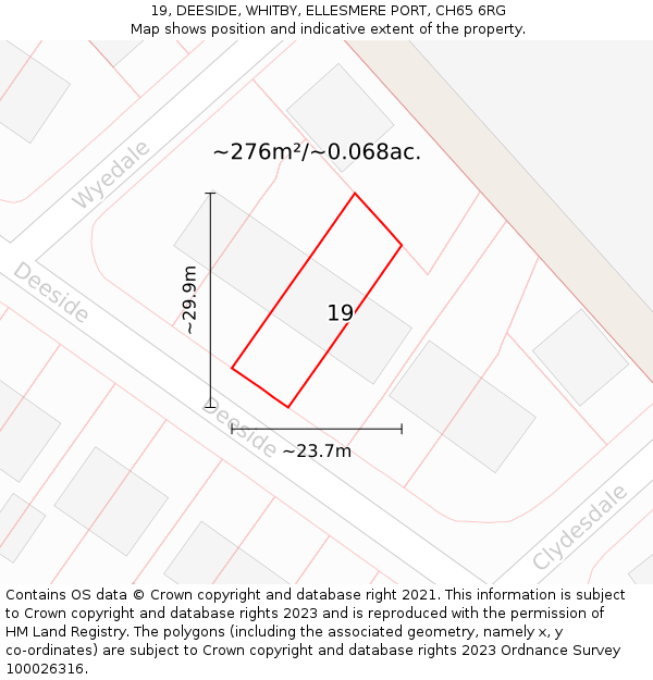 19, DEESIDE, WHITBY, ELLESMERE PORT, CH65 6RG: Plot and title map