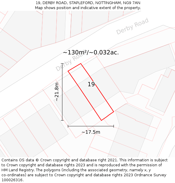 19, DERBY ROAD, STAPLEFORD, NOTTINGHAM, NG9 7AN: Plot and title map