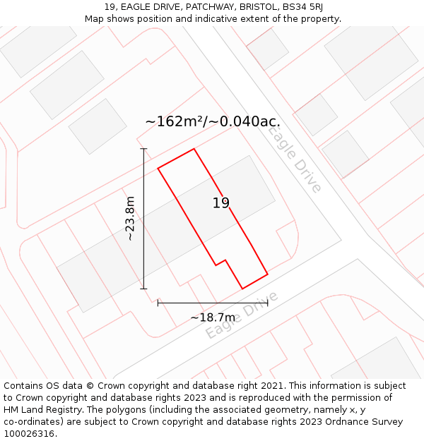 19, EAGLE DRIVE, PATCHWAY, BRISTOL, BS34 5RJ: Plot and title map