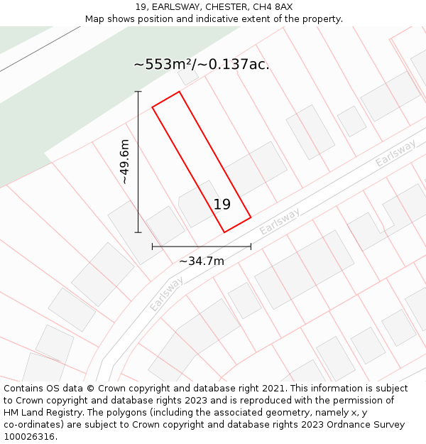 19, EARLSWAY, CHESTER, CH4 8AX: Plot and title map