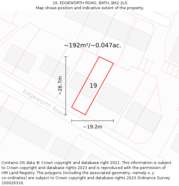 19, EDGEWORTH ROAD, BATH, BA2 2LS: Plot and title map