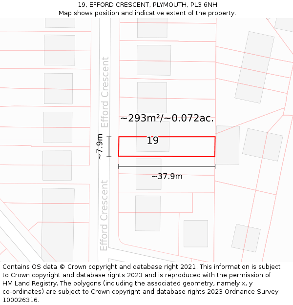 19, EFFORD CRESCENT, PLYMOUTH, PL3 6NH: Plot and title map