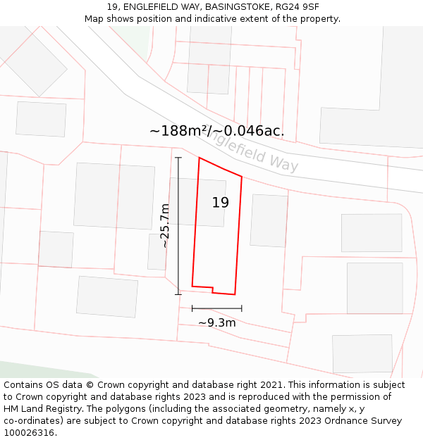 19, ENGLEFIELD WAY, BASINGSTOKE, RG24 9SF: Plot and title map