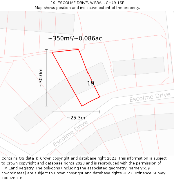 19, ESCOLME DRIVE, WIRRAL, CH49 1SE: Plot and title map