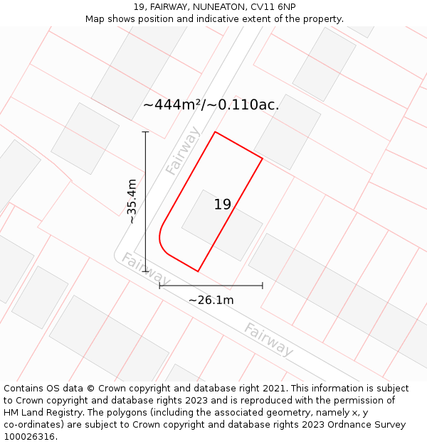19, FAIRWAY, NUNEATON, CV11 6NP: Plot and title map