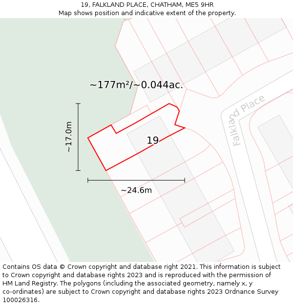 19, FALKLAND PLACE, CHATHAM, ME5 9HR: Plot and title map